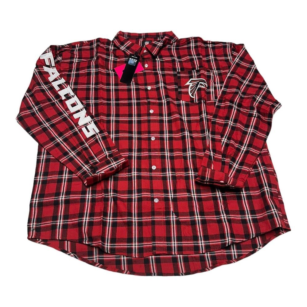 NWT Men's FOCO Atlanta Falcons NFL Long Sleeve Plaid Flannel Shirt Size 2XL